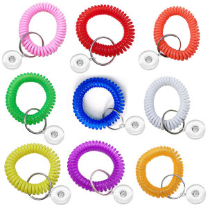 Plastic spring hand ring Telephone line storage key ring bracelet Retractable ring fit 18mm snap button jewelry