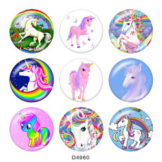 20MM unicorn Print glass snaps buttons