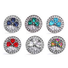 20MM clover rhinestones  design  Metal snap buttons