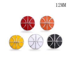 12MM basketball enamel snap silver plated  interchangable snaps jewelry