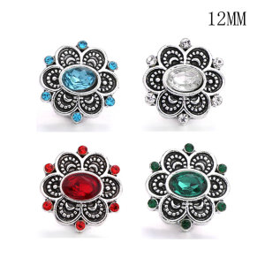 12MM rhinestones snap silver plated  interchangable snaps jewelry