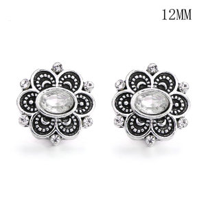 12MM rhinestones snap silver plated  interchangable snaps jewelry