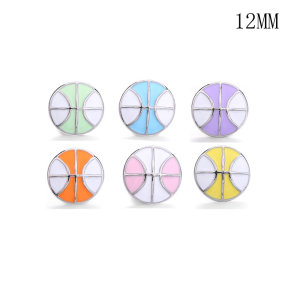 12MM basketball enamel snap silver plated  interchangable snaps jewelry