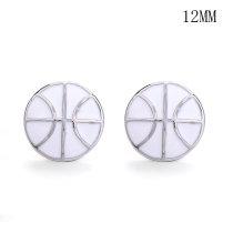 12MM basketball enamel snap silver plated  interchangable snaps jewelry