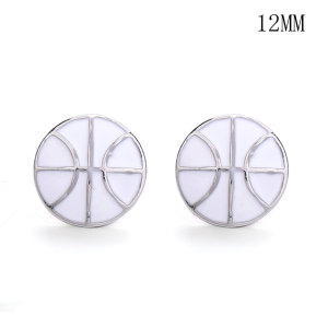 12MM basketball enamel snap silver plated  interchangable snaps jewelry