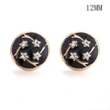 12MM rhinestones snap gold plated  interchangable snaps jewelry