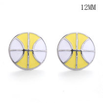 12MM basketball enamel snap silver plated  interchangable snaps jewelry