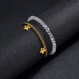 Transparent Bead Stretch Double Layer Stainless Steel Pendant Bracelet