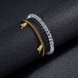 Transparent Bead Stretch Double Layer Stainless Steel Pendant Bracelet