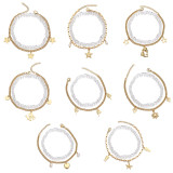 Transparent Bead Stretch Double Layer Stainless Steel Pendant Bracelet