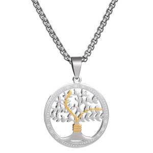 Tree of Life Openwork Jewelry Necklace with Stainless Steel Chain