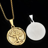 Tree of Life Necklace Stainless Steel Round Coin Pendant