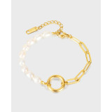 Pearl Stainless Steel Heart Bracelet
