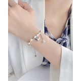 Pearl Stainless Steel Heart Bracelet