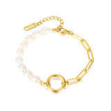 Pearl Stainless Steel Heart Bracelet