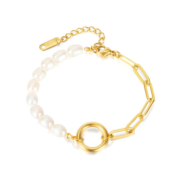 Pearl Stainless Steel Heart Bracelet