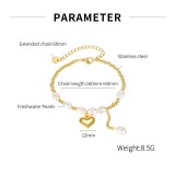 Pearl Stainless Steel Heart Bracelet