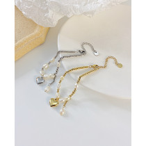 Pearl Stainless Steel Heart Bracelet