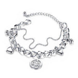 Love Stainless Steel Hollow Tree of Life Bracelet