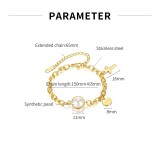 Pearl Stainless Steel Mesh Cross Bracelet