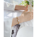Pearl Stainless Steel Mesh Cross Bracelet