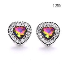 12MM love rhinestones snap silver plated  interchangable snaps jewelry