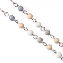 Heathered hand-beaded long lanyard necklace badge keychain necklace fit 20MM chunks snap button jewelry