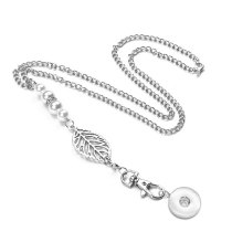 lanyard necklace leaf tree of life work card necklace long sweater key chain necklace fit 20MM chunks snap button jewelry