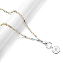 Crystal natural stone lanyard necklace mobile phone key chain necklace fit 20MM chunks snap button jewelry