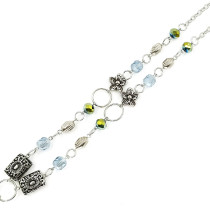 antique silver beaded lanyard necklace badge keychain necklace fit 20MM chunks snap button jewelry