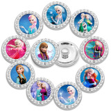 10pcs/lot 20MM glass cartoon rhinestones  design  Metal snap buttons