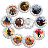 10pcs/lot 20MM glass cartoon rhinestones  design  Metal snap buttons
