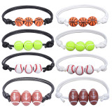 Basketball Baseball Bracelet Wax Line Woven Tennis Rugby Bracelet Boys Girls Sports Jewelry