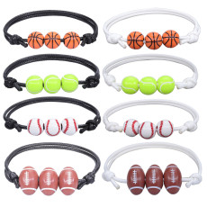 Basketball Baseball Bracelet Wax Line Woven Tennis Rugby Bracelet Boys Girls Sports Jewelry