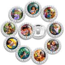 10pcs/lot 20MM glass cartoon rhinestones  design  Metal snap buttons