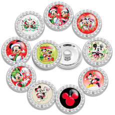 10pcs/lot 20MM glass cartoon rhinestones  design  Metal snap buttons