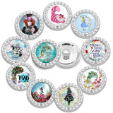10pcs/lot 20MM glass cartoon rhinestones  design  Metal snap buttons