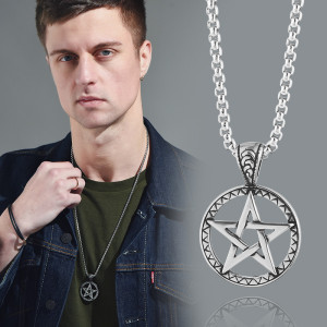 Stainless Steel cross wolf tooth motorcycle hip hop Pendant 70CM chain  Necklace