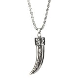 Stainless Steel cross wolf tooth motorcycle hip hop Pendant 70CM chain  Necklace