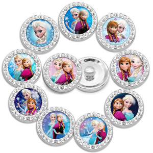 10pcs/lot 20MM glass cartoon rhinestones  design  Metal snap buttons