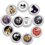 10pcs/lot 20MM glass cartoon rhinestones  design  Metal snap buttons