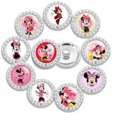 10pcs/lot 20MM glass cartoon rhinestones  design  Metal snap buttons
