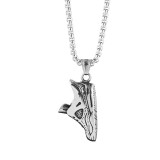 Stainless Steel cross wolf tooth motorcycle hip hop Pendant 70CM chain  Necklace