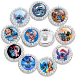 10pcs/lot 20MM glass cartoon rhinestones  design  Metal snap buttons