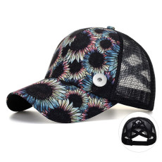 sunflower horsetail hole baseball cap sunhat fit 18mm snap button jewelry