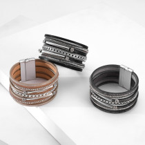 Bohemian Resort Bracelet Ladies Accessories Multilayer Copper Tube Diamond Magnetic Buckle Bracelet