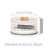 Leather Bracelet Geometric Leaf Scale Pattern Multilayer Wide Magnetic Buckle Leather Bracelet