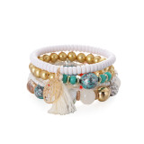 Tree of Life Turquoise Pearl Pendant Multilayer Bracelet