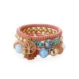 Tree of Life Turquoise Pearl Pendant Multilayer Bracelet