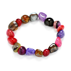 Irregular Colorful Ice Crack Agate Stone Bracelet Mixed Colors